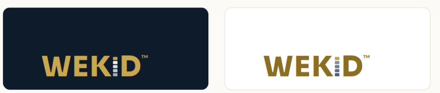 The approved wordmark shown twice: gold on ink, and antique gold on paper